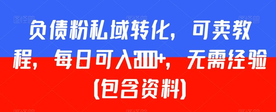 负债粉私域转化，可卖教程，每日可入2000+，无需经验（包含资料）【揭秘】-创薯资源