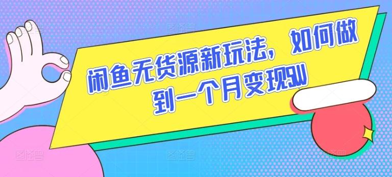 闲鱼无货源新玩法，如何做到一个月变现5W【揭秘】-创薯资源
