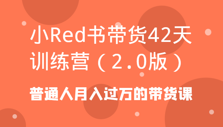 小Red书带货42天训练营(2.0版)普通人月入过万的带货课-创薯资源