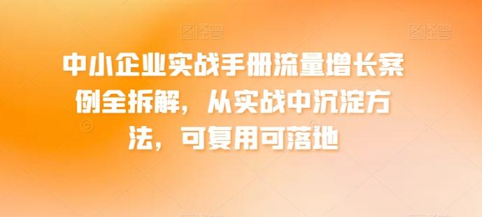 中小企业实战手册流量增长案例全拆解，从实战中沉淀方法，可复用可落地-创薯资源