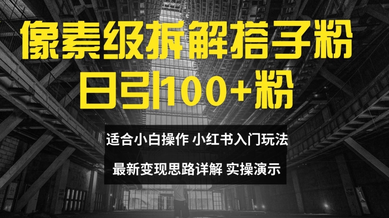 像素级拆解搭子粉，日引100+，小白看完可上手，最新变现思路详解【揭秘】-创薯资源