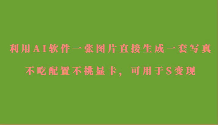 利用AI软件只需一张图片直接生成一套写真，不吃配置不挑显卡，可用于S变现-创薯资源