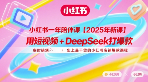 小红书一年陪伴课【2025年新课】，用短视频+deepSeek打爆款，史上最干货的小红书店铺爆款课程-创薯资源