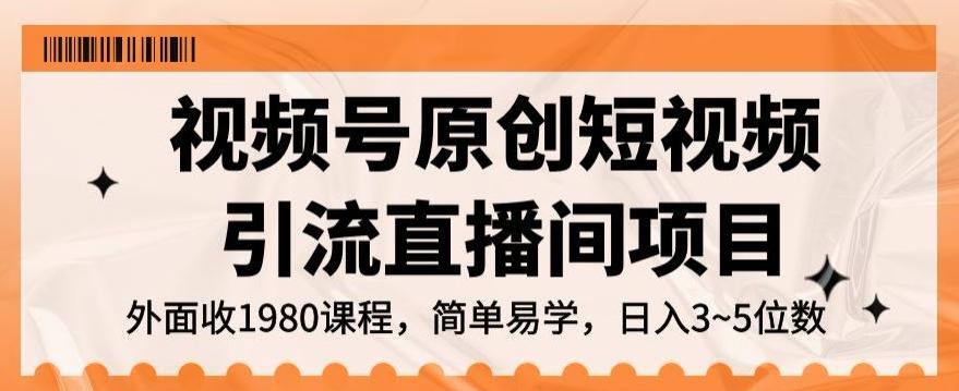 视频号原创短视频引流直播间项目，日入3~5五位数【揭秘】-创薯资源