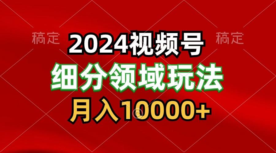 2024视频号分成计划细分领域玩法，每天5分钟，月入1W+-创薯资源