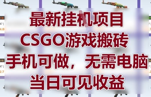 最新挂G项目，CSGO游戏搬砖，手机可做，无需电脑，当日见收益【揭秘】-创薯资源