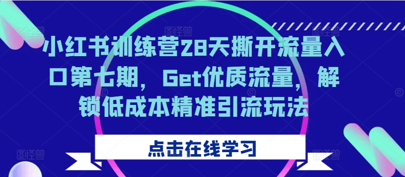 小红书训练营28天撕开流量入口第七期，Get优质流量，解锁低成本精准引流玩法-创薯资源
