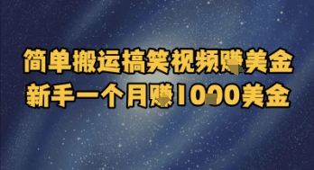 简单搬运搞笑视频挣美金，新手一个月入1k美金-创薯资源