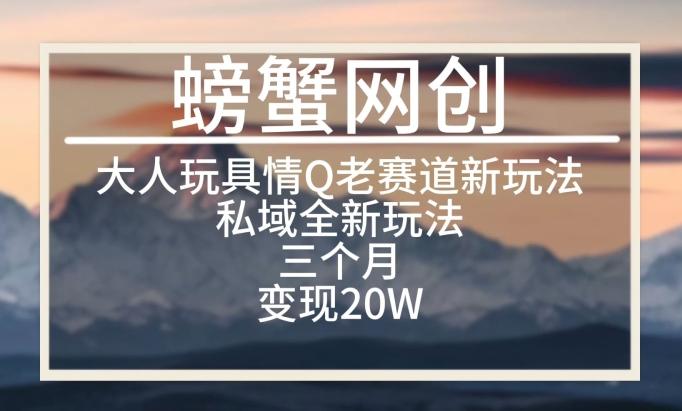 大人玩具情Q用品赛道私域全新玩法，三个月变现20W，老项目新思路【揭秘】-创薯资源