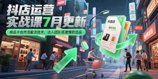 抖店运营实战课7月更新，商品卡自然流截流技术，达人团队搭建爆款选品-创薯资源