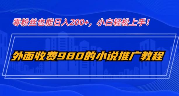 外面收费980的小说推广教程：零粉丝也能日入200+，小白轻松上手！-创薯资源