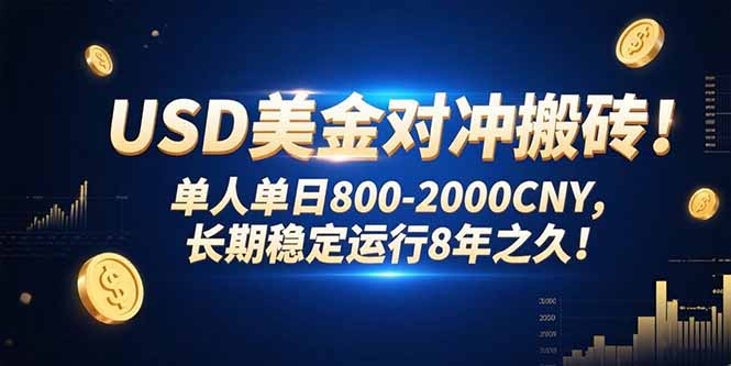 USD美金对冲搬砖!单人单日800-2000CNY，长期稳定运行8年之久!-创薯资源